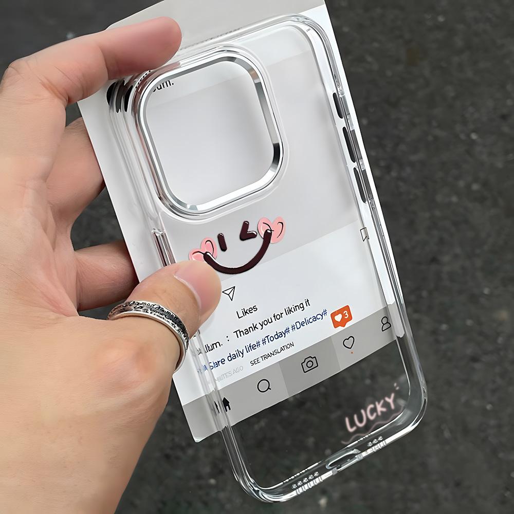 Simple Love Smile Is Suitable for iPhone17ProMax Transparent Mobile Phone Case Apple 16 Soft Case 14/13 Anti-drop X
