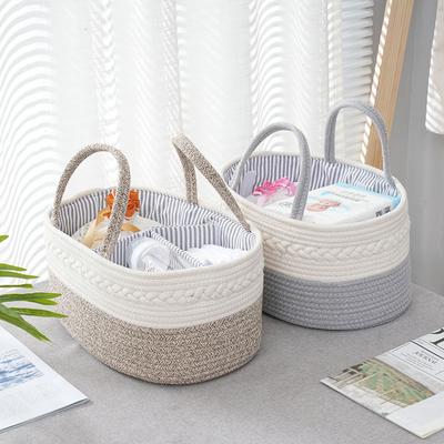 Cesta de almacenamiento de productos para bebés de maternidad, portátil, para biberones, pañales, con compartimentos divididos, tejido de hilo de algodón.