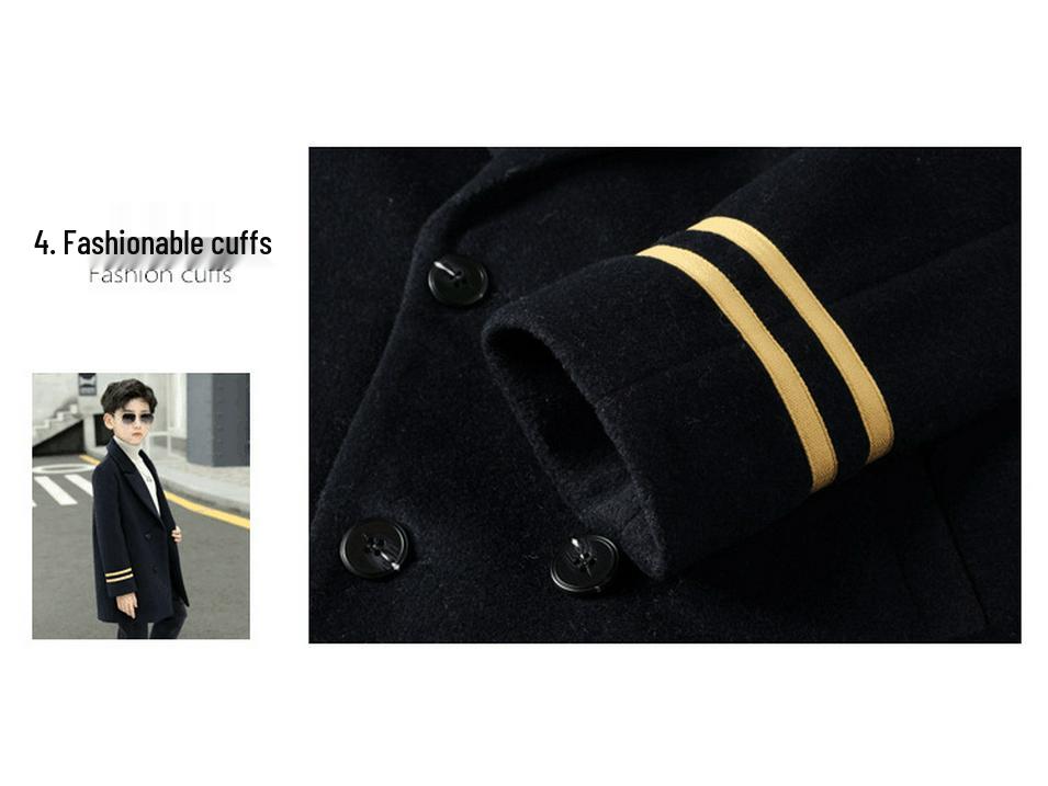 2024 Chlapecký vlněný kabát - Módní vlněná a bavlněná zateplená souprava na podzim/zimu