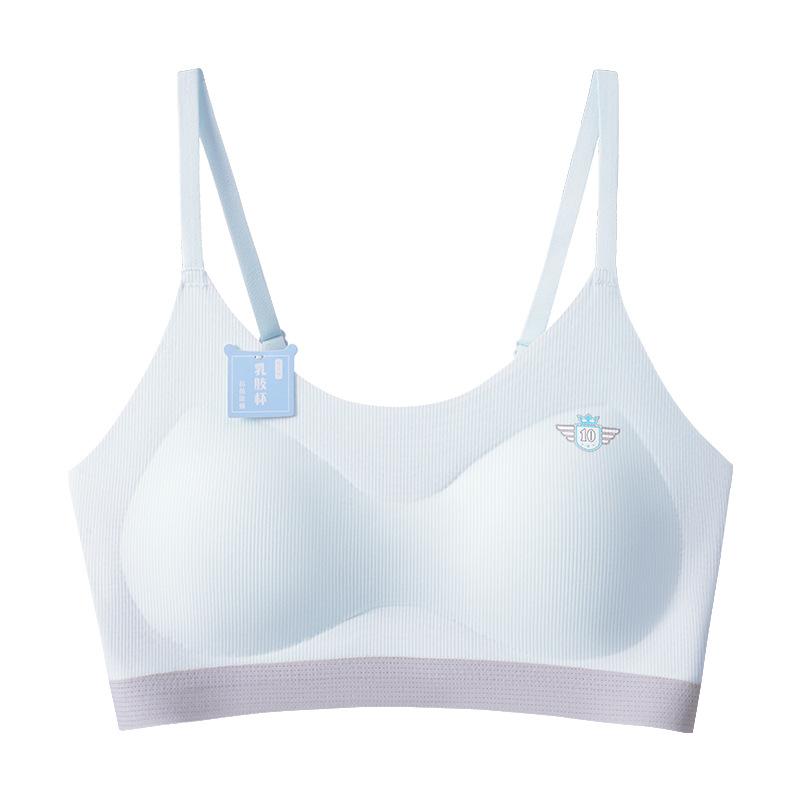 

Junior high school students, developmental period, adolescence, older children, sports shock-proof vest, latex bacteriostatic cup, bra. m size (recommended 30-45kg ) синий