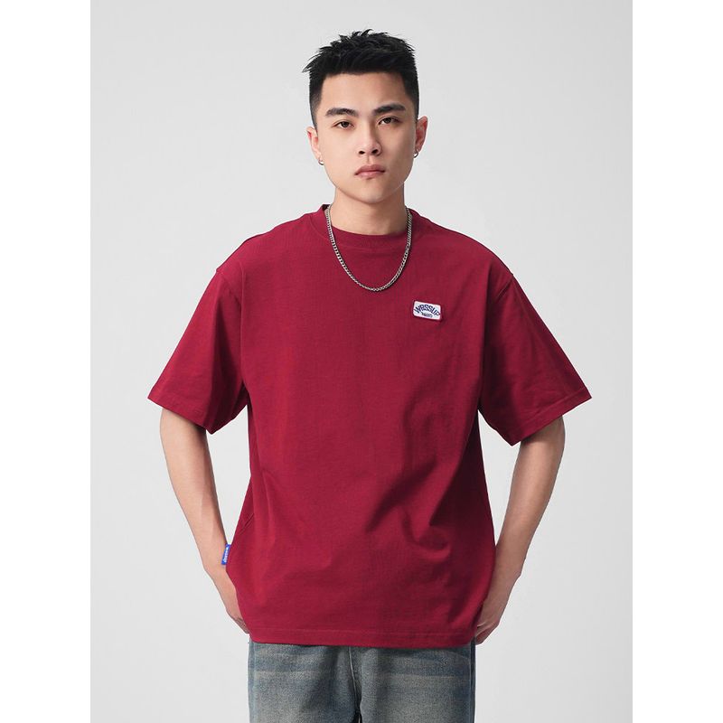 Wassup Solid Color Logo Embroidered Short-Sleeve Summer Loose Casual Versatile Couple Half-Sleeve Chinese Trendy Brand T-Shirt