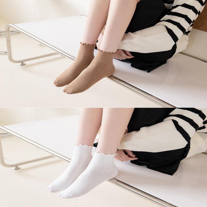 Socks With Ruffles NEW Spring And Summer Thin Style  Women's Socks Solar System Jk Cute Socks Ventilate Solid Color Casual Socks