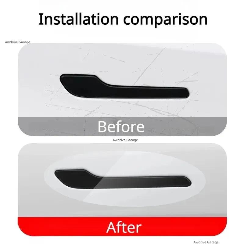 For Tesla Model 3 Y Juniper 2021-2025 Door Handle Scratch Protector-Inverted Door Handle Paint Protective TPU Film Car Clothing