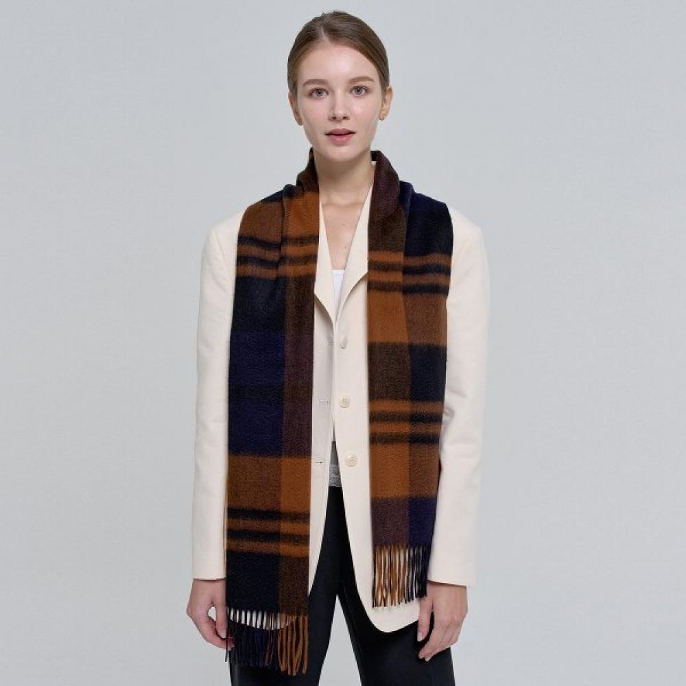 

Dal Cashmere Premium Check Muffler Orange Dark Brown Single option