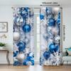 2pcs Elegant Blue Silver Christmas Ornament & Snowflake Pattern Curtains, Designed for Light Blocking, Premium Material, Suitabl