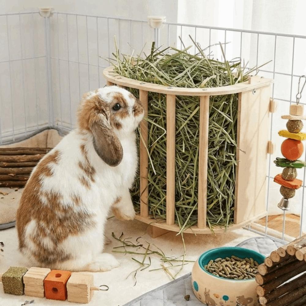 Wooden Hay Feeder Rack Built-in Rabbit Hay Holder Easy Installation Ferret Hay Manger  Hamster