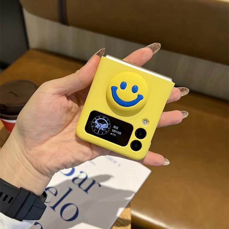 Cute Cartoon Smiley Face Phone Case For Samsung Galaxy Z Flip 4 Flip 4 Zflip3 Z Flip 5g F7110 Hard Back Cover Capa