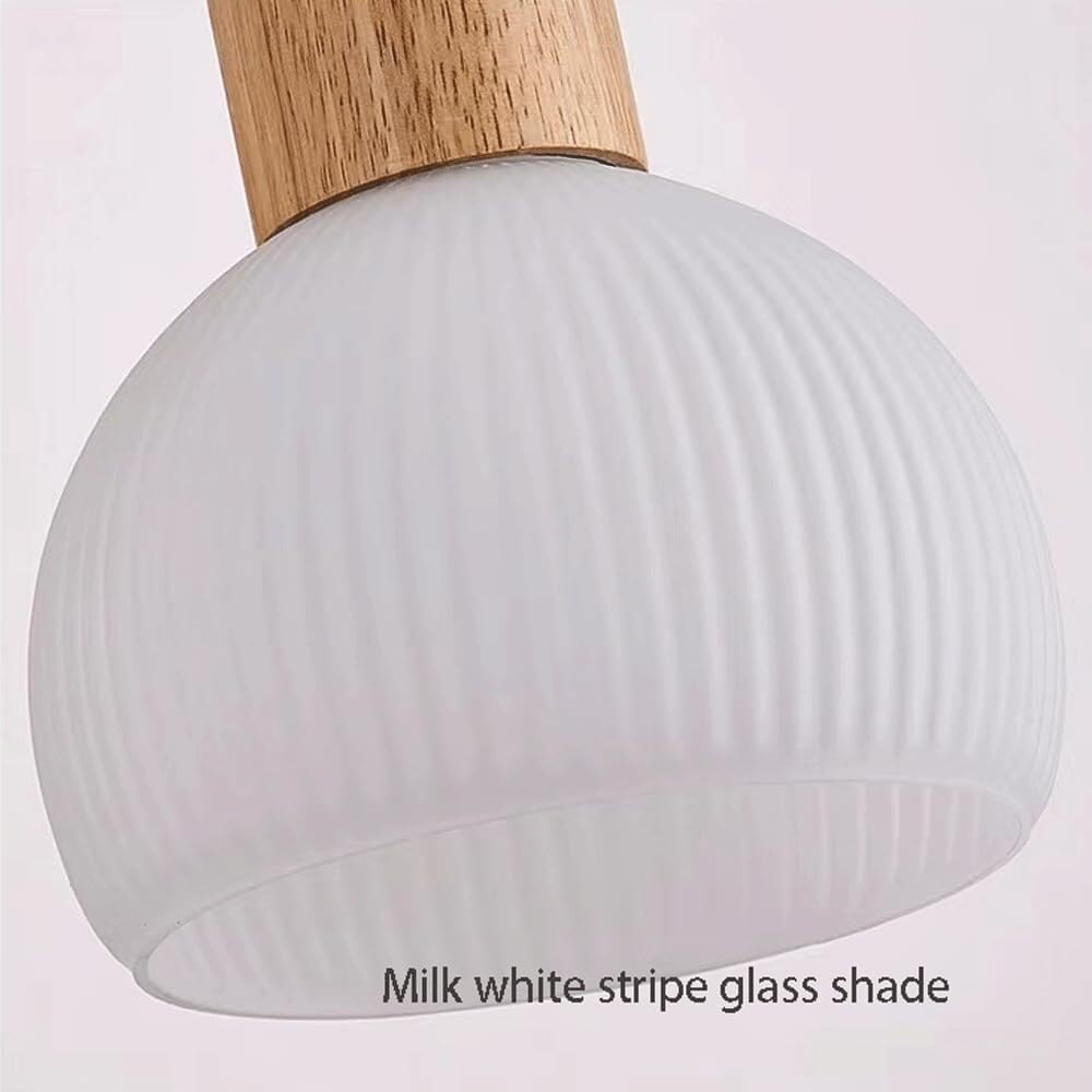 Wall Lamp Solid Wood & Ribbed Milk White Glass Sconce  Retro Minimalist Bedside Lamp