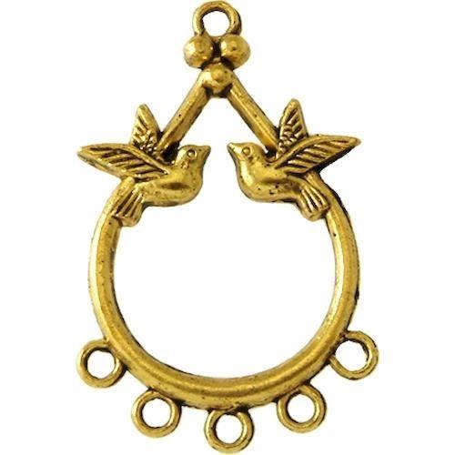 Breloque pendentif - Diviseur colombe - Doré - MegaCrea