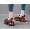 Women's Retro Cowhide Loafers with Thick, Soft Soles - Height-Increasing Leather Shoes for Spring and Autumn