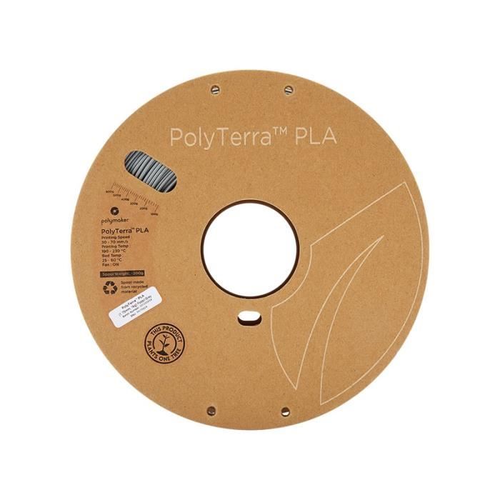 POLYMAKER - Filament PLA pour imprimante 3D - PolyTerra - 1.75mm - 1Kg - Gris Fossile