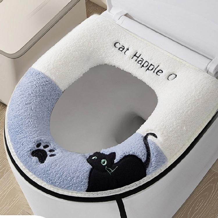 Warm Flannel Toilet Seat Cushion NonSlip Warm Padding Toilet Seat Cover Seat Protector for Home Bathroom Decoration
