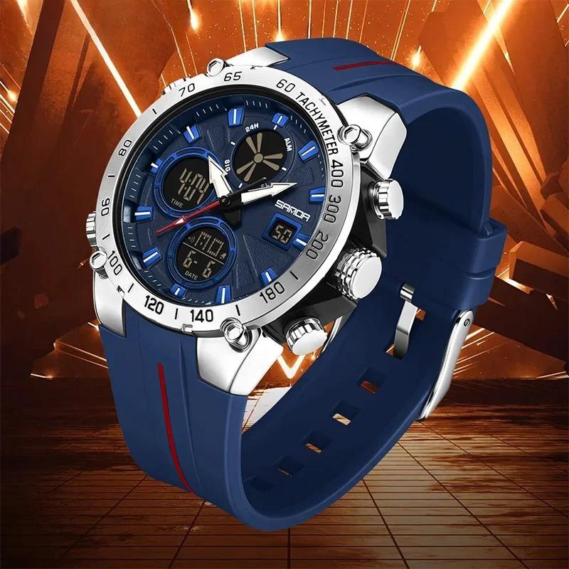 Top Fashion Men's Sports Watch Waterproof LED Analog Digital Dual Display Electronic Clock Stopwatch Men Quartz Wristwatch