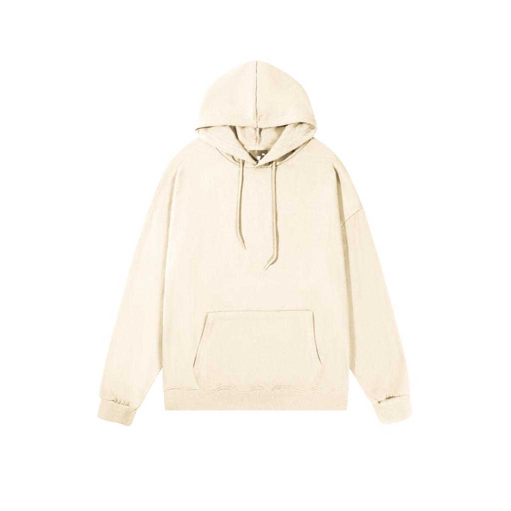 Unisex Cross-border Loose Fit Hooded Sweatshirt - Solid Color, Long Sleeve, Drop Shoulder