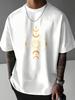 Unisex Cotton Tee Sun Moon Phase Celestial Mystic Graphic Short Sleeve Retro Boho Casual Summer Street Tops For Young Male Adults