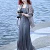 Women's 2026 Summer Stylish Slimming Sun Protection Two-Piece: Shirt with Slip Dress Long Dress Set