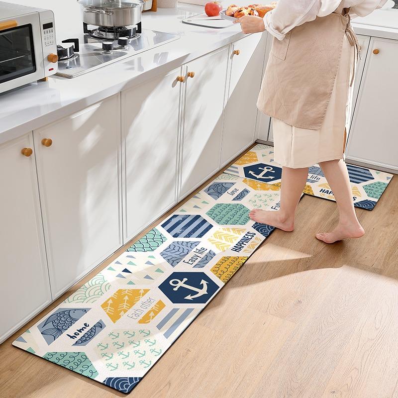 Waterproof Kitchen Mat Long Rug Leather Carpet Non-Slip Rugs Easy To Clean Pvc Floor Mats Home Decoration Alfombras De Cocina