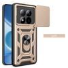 Armor Shockproof Slide Lens Cover Capa Funda For Xiaomi Redmi Note 15 Pro 5G 4G Note 14 Pro+ Plus Magnet Car Holder Ring Case