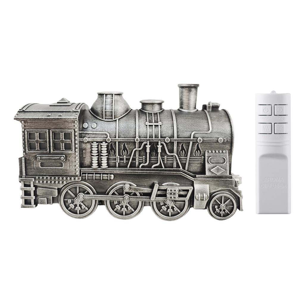 300ML Vintage Steam Train Essential Oil Diffuser with 2-Color LED Light Aroma Diffuser with Remote Control for Office Bedroom