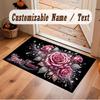 Floral Garden Theme Soft Crystal Velvet Rug Custom Name & Text Print Non Slip Floor Rug for Bedroom Living Room