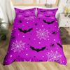 Spooky Dark Bats Duvet Cover Halloween Decoration Glitter Stars Moon Galaxy Bedding Set Cartoon Bat Gothic Comforter Cover Queen