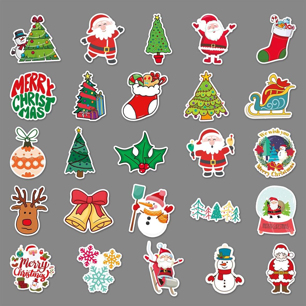 50pcs Christmas Stickers, Waterproof, Self Adhesive, for Water Bottles, Ipad, Skateboard, Luggage, Phone