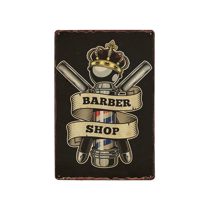 Hohappyme Vintage Barber Shop Metal Signs Barbershop Poster Bar Pub Retro Plaque Haircut and Shave Beard Iron Plates 20x30 Cm