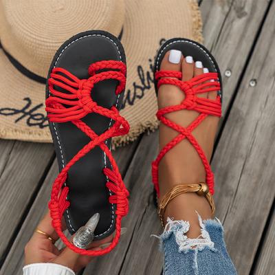 Sandali Intrecciati da Donna Bassi Infradito Scarpe Casual Donna Tendenza 2024 Outdoor Scarpe Infradito Abito da Spiaggia Autunno Nuovo Mujer Zapatos