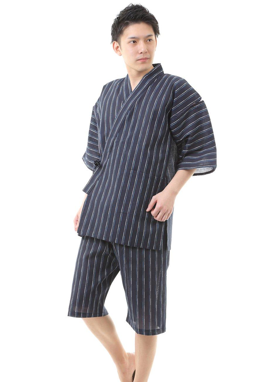 

Сашико Джинбей шитье и окрашивание все сделано в Японии Сашико Полоски Темно-синий 60010NV M [Эдотэн] - Нить, - Мужской - - -