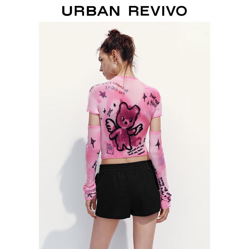 UR Women's Tie-Dye Graffiti Patchwork Ultra Short T-Shirt