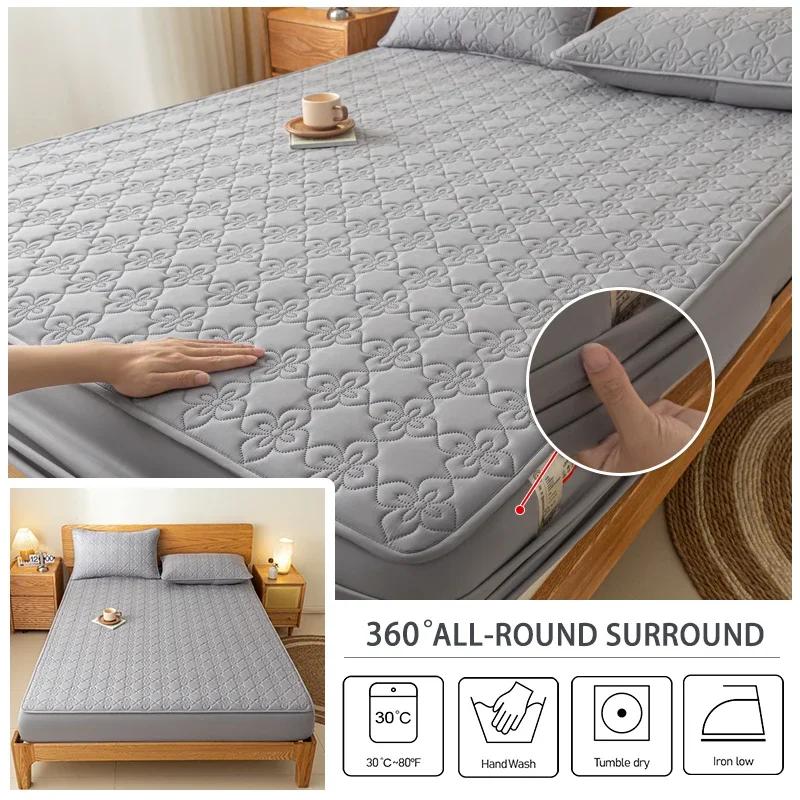 Waterproof Thicken Mattress Cover Soft Comfortable Breathable Bedding Mattress Bed Covers Fitted Machine Washable Home Decor