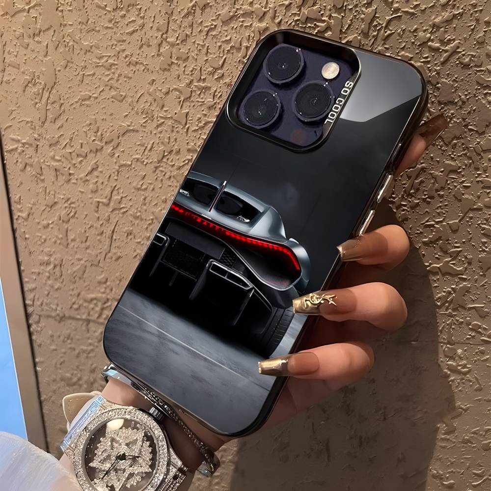 Auto B-Bugatti V-Veyron Custodia per Telefono Per iPhone 16,15,14,13,12,11,Pro,XS,Max,Plus,Mini,SE Nero Caramello Opaca Cover Antiurto