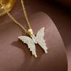 Diamond-Encrusted Butterfly Necklace for Women: Versatile High-End Design with Micro-Set Details and Elegant Clavicle Chain Jewelry.