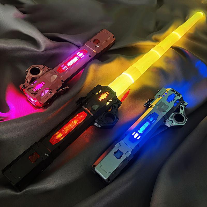 Non-Toxic Children Colorful Glowing Sword Toys Telescopic Music Laser Sword 2-In-1 Rotating Decompression Toy Light Sword Kids Adult Toys