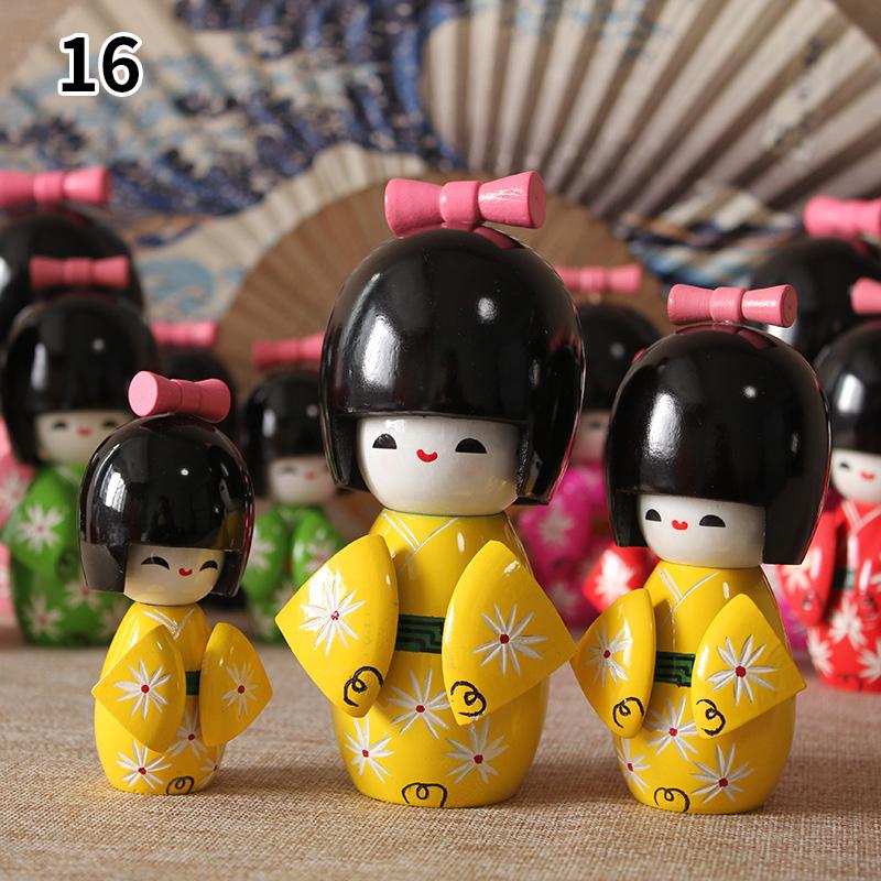 3Pcs/Set Japanese Geisha Kimono Figurine Asian Kokeshi Girl Statue Figure Toy Wooden Traditional Oriental Decor Ornaments