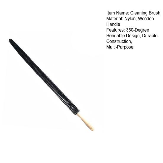 Temizleme Fırçası 360 Derece Esnek Bükülebilir Tasarım PP Kıllar Ergonomik Tutamak Ahşap Saplı Temizleme Fırçası Toz Alma Aleti