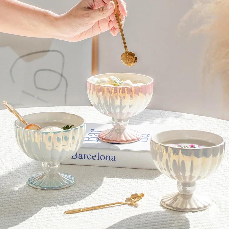 1pc Ceramic Ice Cream Bowl Creative Dessert Baking Cake Bowl for Home Restaurant Ceramic Mug Yogurt Bottle Tableware Accessories