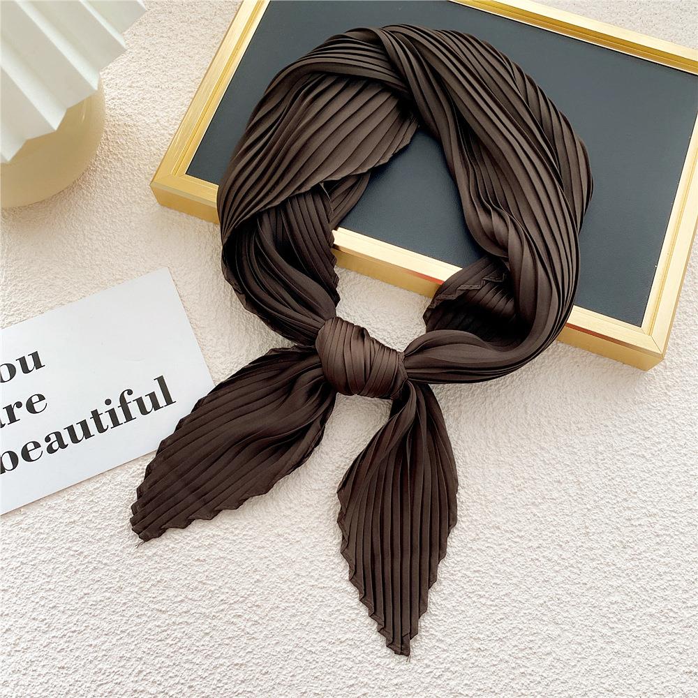 Crinkle Pleated Square Scarf Decorative Solid Color Crinkle Scarf Shawl Women Hijab Neckerchief Headscarf Thin Hair Tie Band