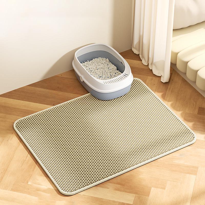 Dual-Layer EVA Cat Litter Mat - Anti-Scatter, Washable, Large Size for Effective Sand Control