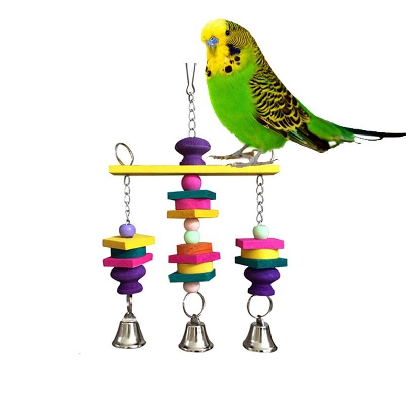 Articole pentru animale de companie de uz casnic Jucărie colorată pentru păsări Papagal Leagăn de lemn suspendat Clopoței Peruchie Papagal Mic Cockatiel Articole Unelte Accesorii