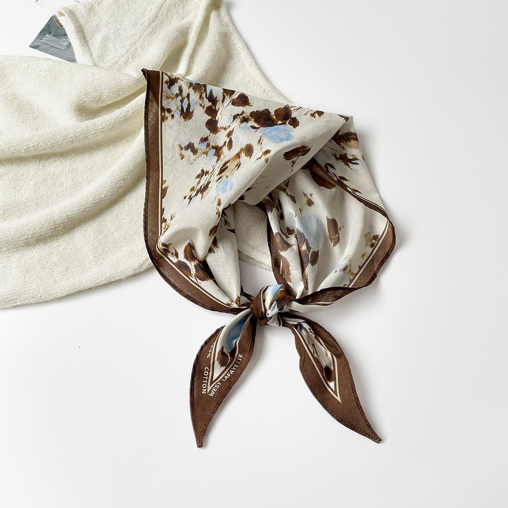 Leopard Print Silk Scarf Cotton Silk Scarf Triangle Scarf With Shirt Tie Neck Scarf High-End Shawl Triangle Scarf Belt Women