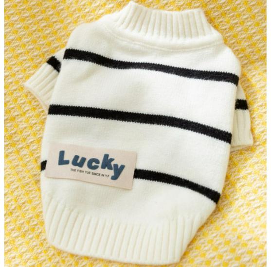 Striped Thickened Front-Opening Sweater for Small and Medium-Sized Dogs