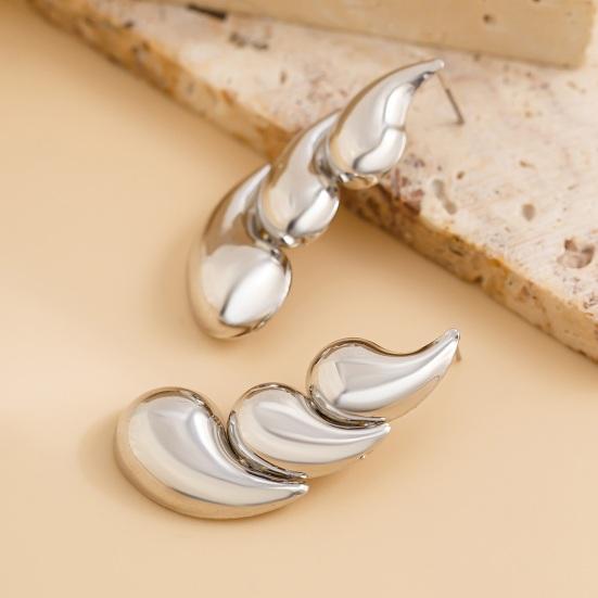 1 Pair Women Stud Earrings Water Drop Geometric Exaggerated Smooth Alloy Lightweight Daily Commute Ear Studs Lady Ear Jewelry