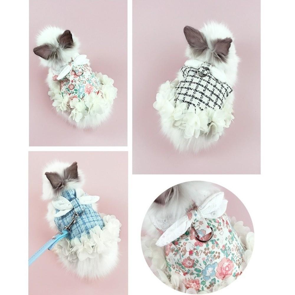 Fashion Adjustable Rabbit Outdoor Harness Breathable Comfortable Rabbit Sleeveless Dress Plaid Pet Traction Rope Adventure