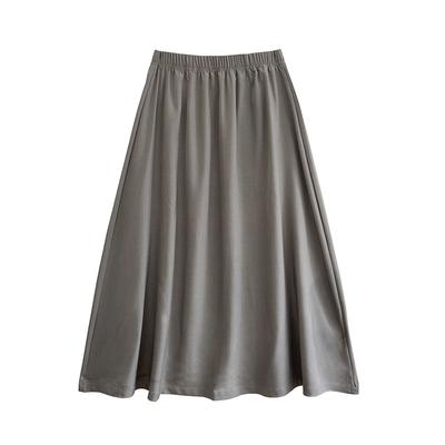 Lässiger Stil Anzugrock für Damen im Sommer Neu Hochtailliert Dünn Drapierter A-Linien Schirmrock Mittellang
