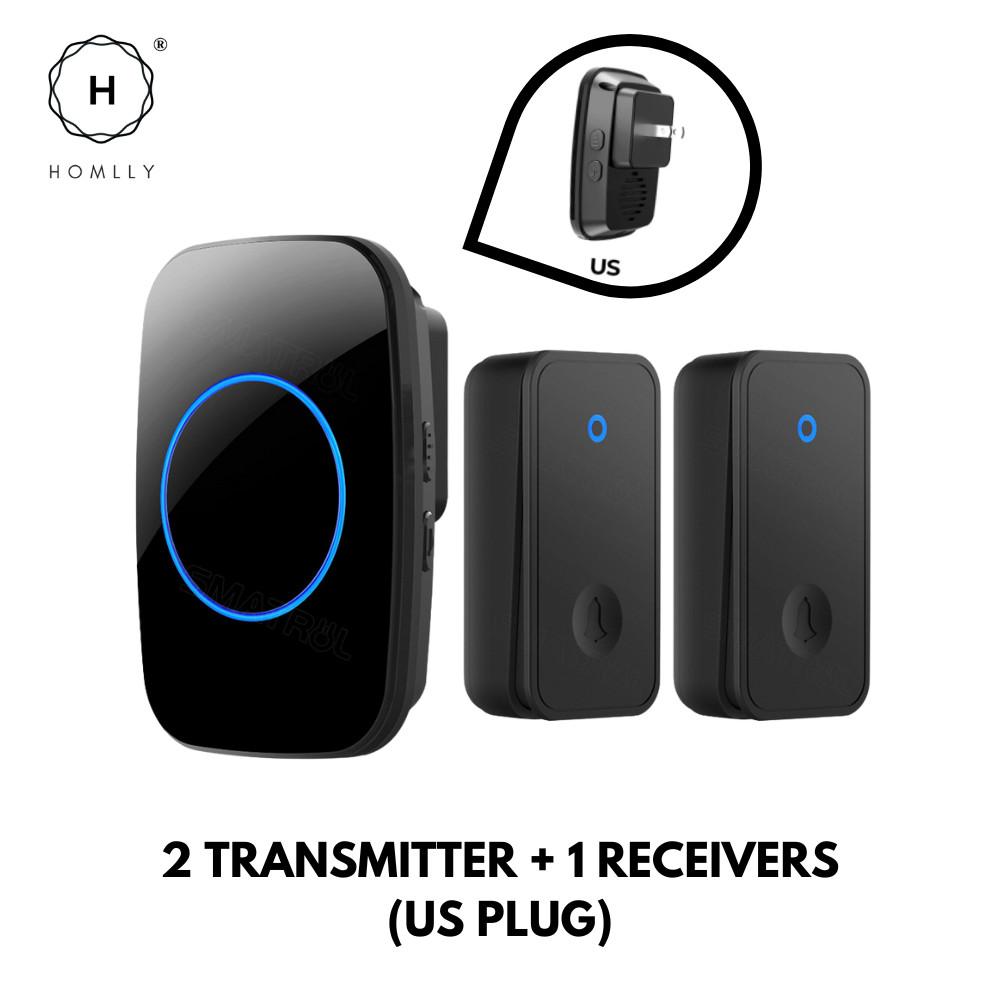 HOMLLY Self-Powered Wireless Waterproof Electric Door Bells with 60 Chimes & 5-Level Volume LED Flash