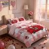 3pcs Valentine's Day red love car print coreless down duvet cover set multi size bedroom bedding decoration machine washable