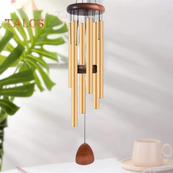 Retro-Windspiel mit 6 Aluminiumröhren und S-förmigem Haken, natürliche, beruhigende Melodie, Vintage-Windspiel für Garten, Terrasse, Außenbereich, zum Aufhängen, Windglocken-Dekoration