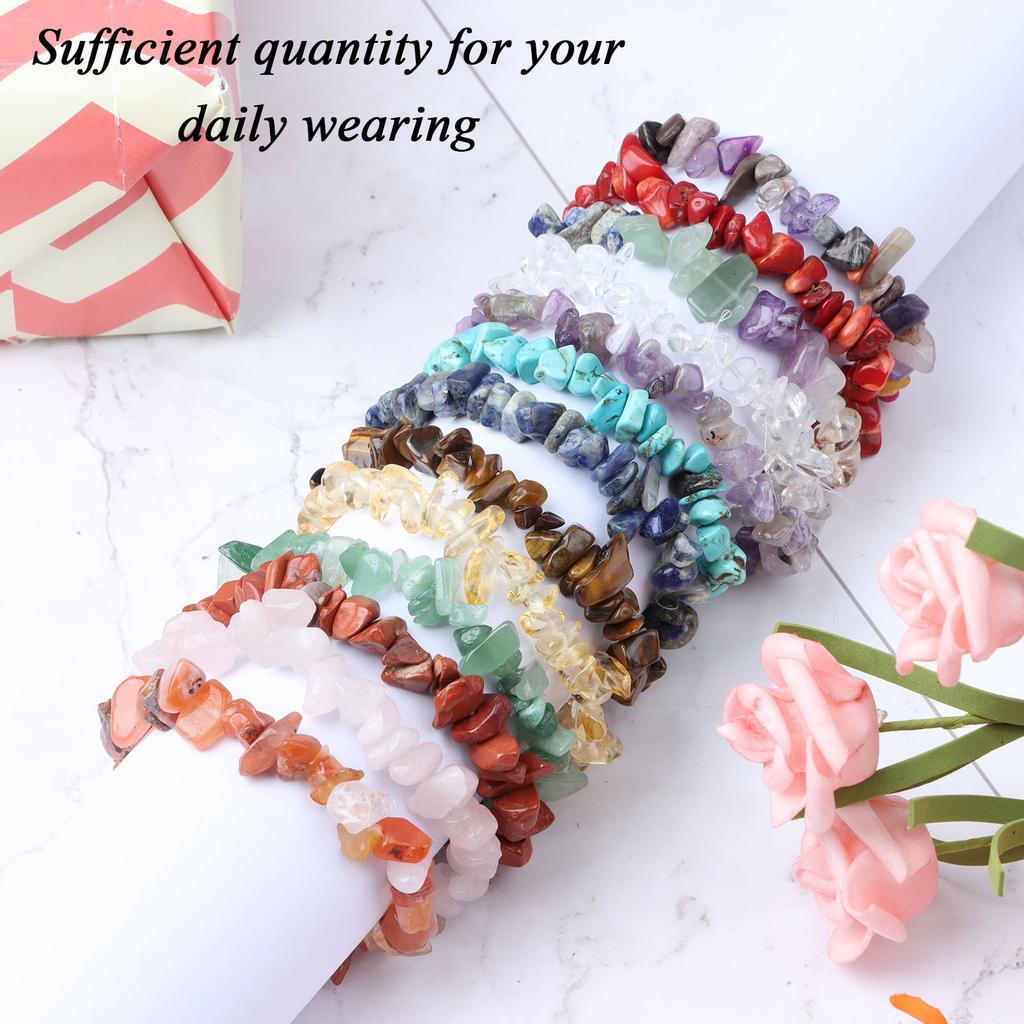 15-teiliges Set mit unregelmäßigen Kristallsplitter-Armbändern