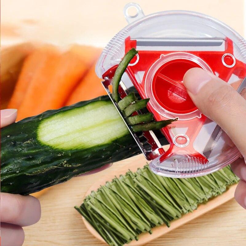 3-i-1 Magic Trio Peeler Set Slicer Shredder Peeler Julienne Cutter Multi Peel Blade Zesters rivjern Kjøkkenverktøy Tilbehør